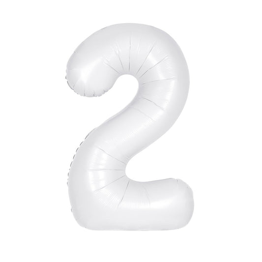 Jumbo Foil Number Balloon 34in Matte White 2