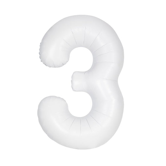 Jumbo Foil Number Balloon 34in Matte White 3