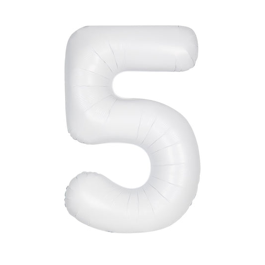Jumbo Foil Number Balloon 34in Matte White 5