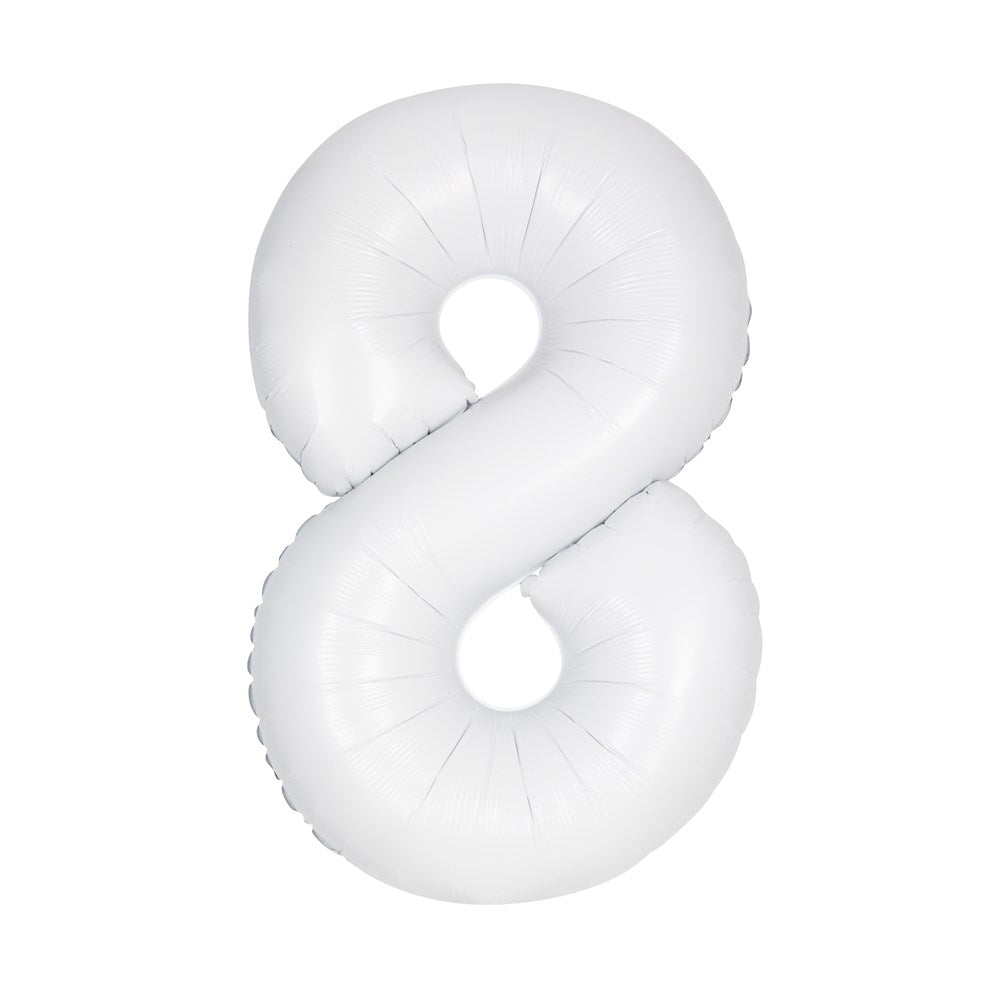 Jumbo Foil Number Balloon 34in Matte White 8