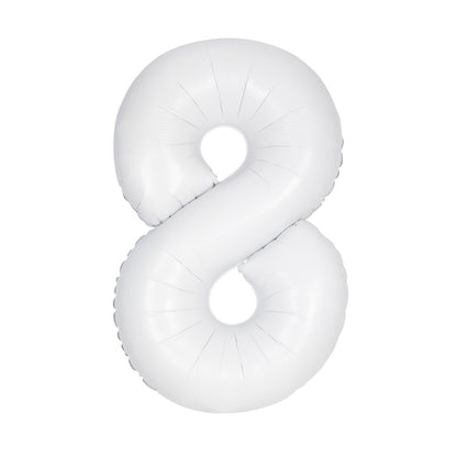 Jumbo Foil Number Balloon 34in Matte White 8