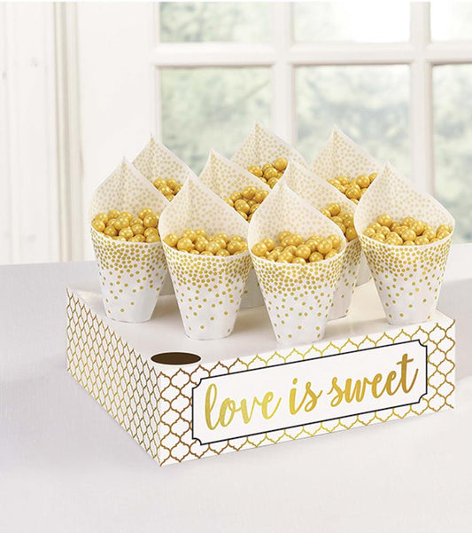 White Flower Snack Cone Tray 2ct