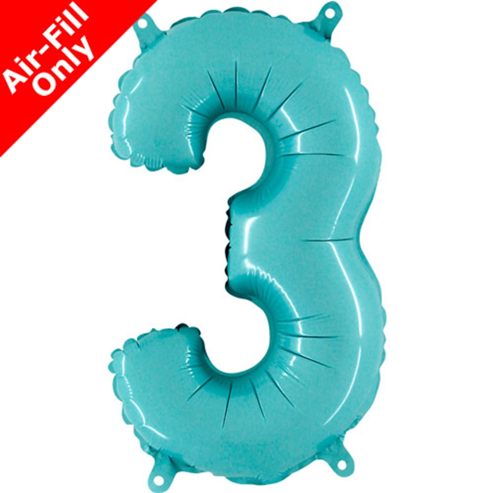 Grabo Pastel Blue Number 3 14in Foil Balloon