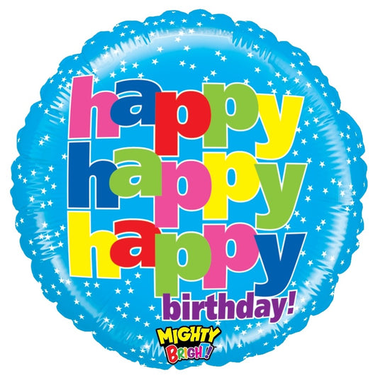 Betallic Mighty Happy Happy Birthday 21 inch Mighty BrightÃƒâ€šÃ‚Â® Balloon Packaged 1ct