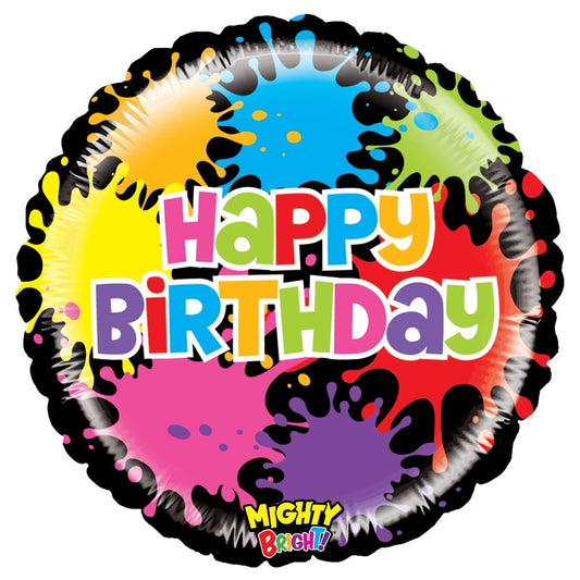 Betallic Mighty Paint Splatters Birthday 21 inch Mighty Bright? Balloon Packaged 1ct