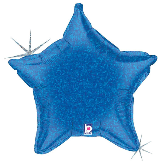 Betallic Blue Holographic Star 21 inch Holographic Star-Shaped Balloon 1ct