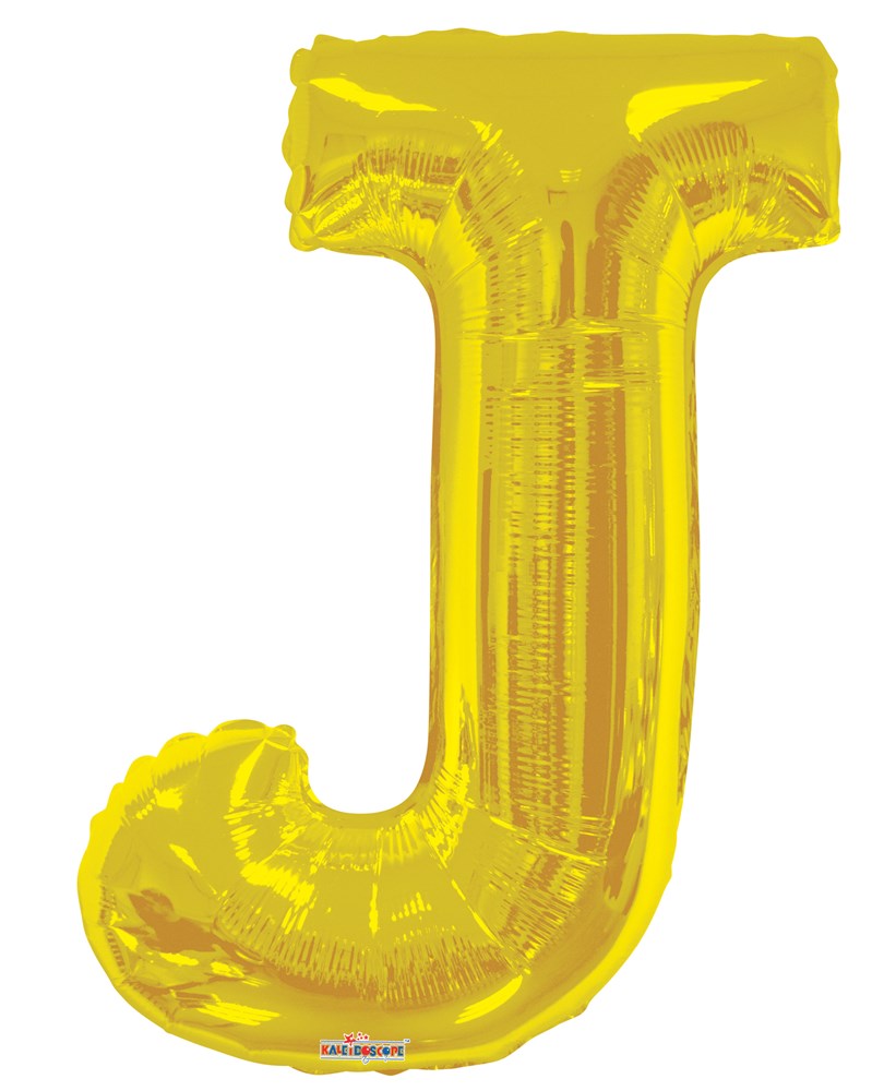 Globo con letras jumbo de aluminio de 34 pulgadas dorado - J