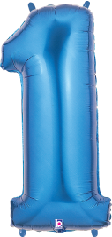 Betallic 1 Blue 34 inch Shaped Foil Balloon Packaged 1ct