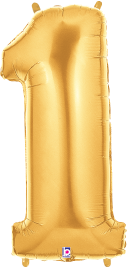 Betallic 1 Gold 34 inch Shaped Foil Balloon Packaged 1ct