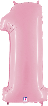 Betallic Number 1 Pastel Pink 34 inch Shaped Foil Balloon Packaged 1ct