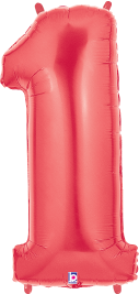 Betallic 1 Red 34 inch Shaped Foil Balloon Packaged 1ct