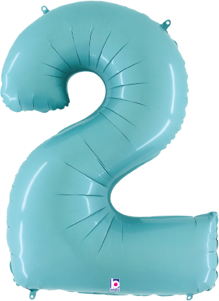 Betallic Number 2 Pastel Blue 34 inch Shaped Foil Balloon Packaged 1ct