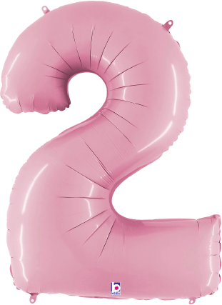 Betallic Number 2 Pastel Pink 34 inch Shaped Foil Balloon Packaged 1ct