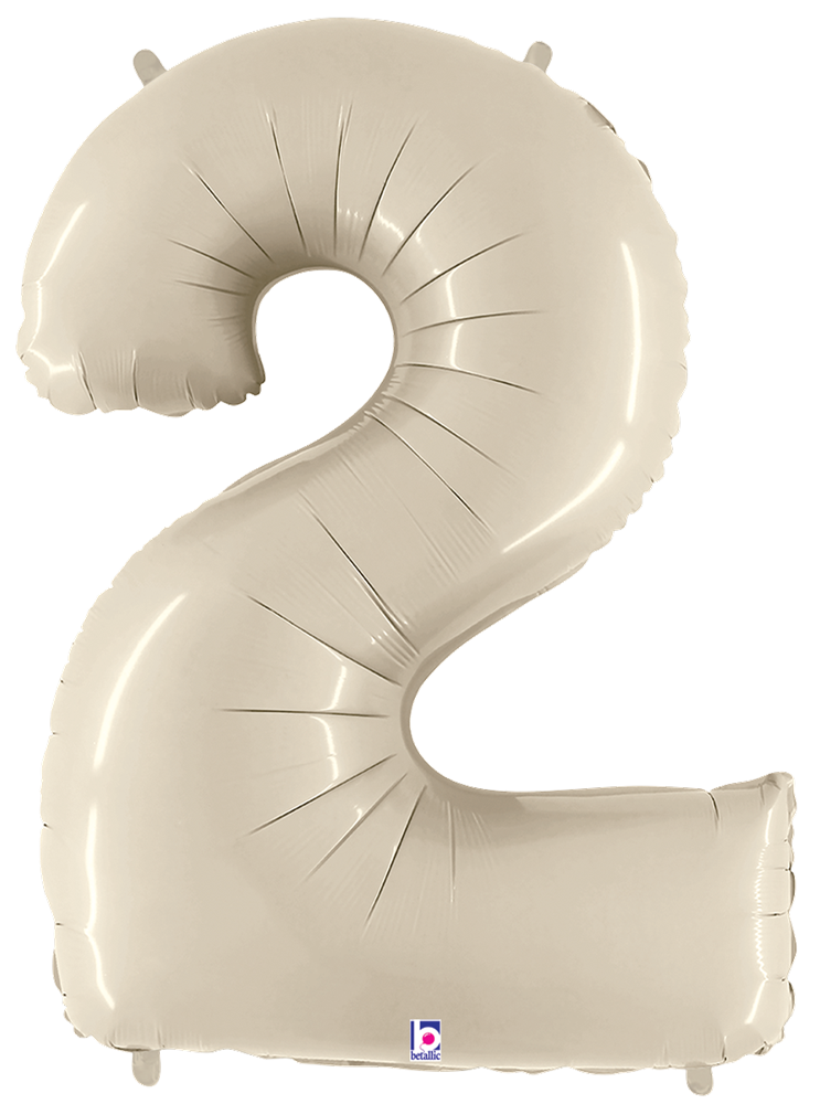 Betallic Number 2 White Sand 34 inch Shaped Foil Balloon Packaged 1ct