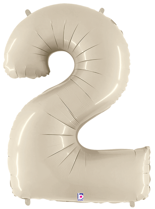 Betallic Number 2 White Sand 34 inch Shaped Foil Balloon Packaged 1ct
