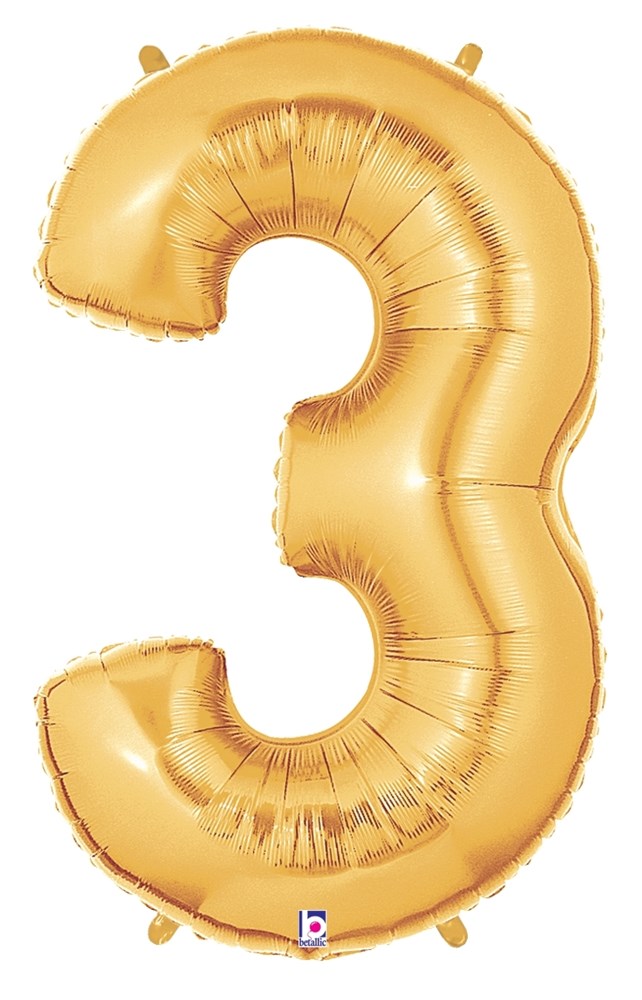 Betallic 3 Gold 34 inch Shaped Foil Balloon 1ct