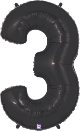 Betallic 3 Black 34 inch Shaped Foil Balloon Packaged 1ct