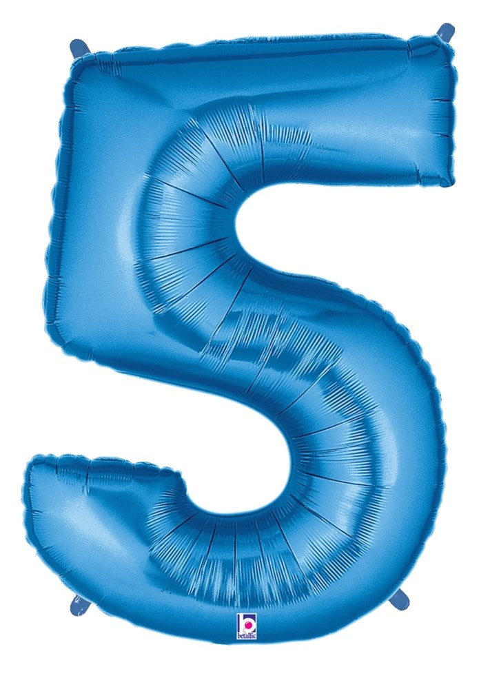 Betallic 5 Blue 34 inch Shaped Foil Balloon Polybagged 1ct