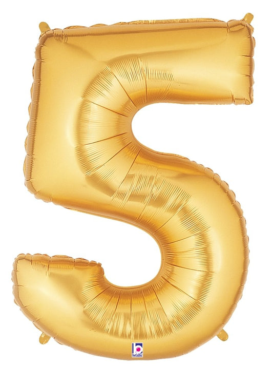 Betallic 5 Gold 34 inch Shaped Foil Balloon Polybagged 1ct