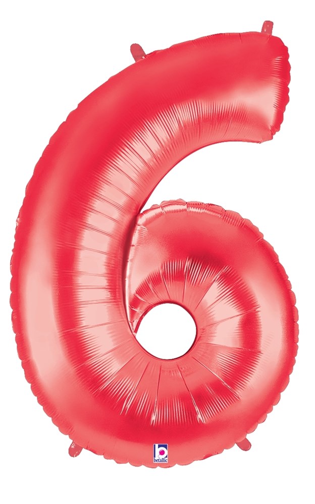 Betallic 6 Red 34 inch Shaped Foil Balloon Polybagged 1ct