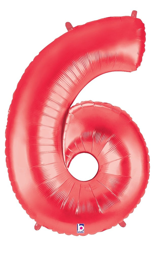 Betallic 6 Red 34 inch Shaped Foil Balloon Polybagged 1ct