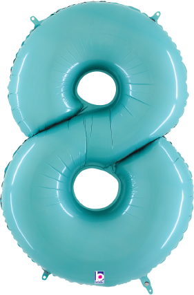 Betallic Number 8 Pastel Blue 34 inch Shaped Foil Balloon Packaged 1ct