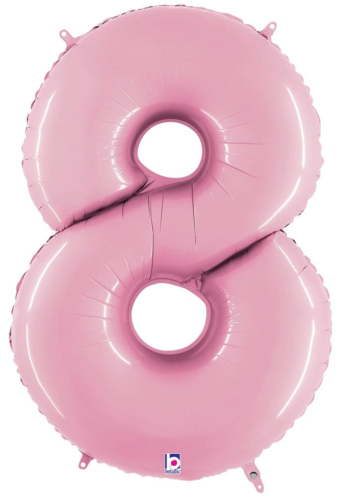 Betallic Number 8 Pastel Pink 34 inch Shaped Foil Balloon 1ct