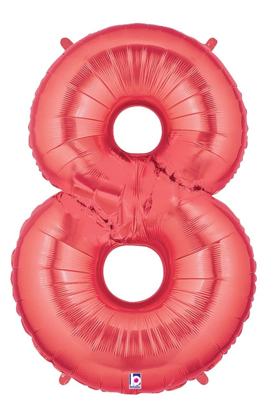 Betallic 8 Red 34 inch Shaped Foil Balloon Polybagged 1ct