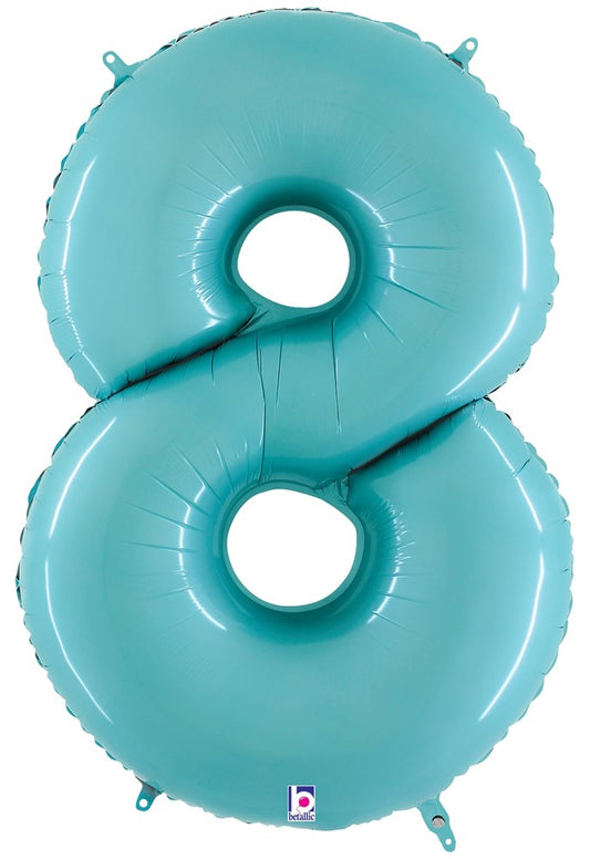 Betallic Number 8 Pastel Blue 34 inch Shaped Foil Balloon Polybagged 1ct