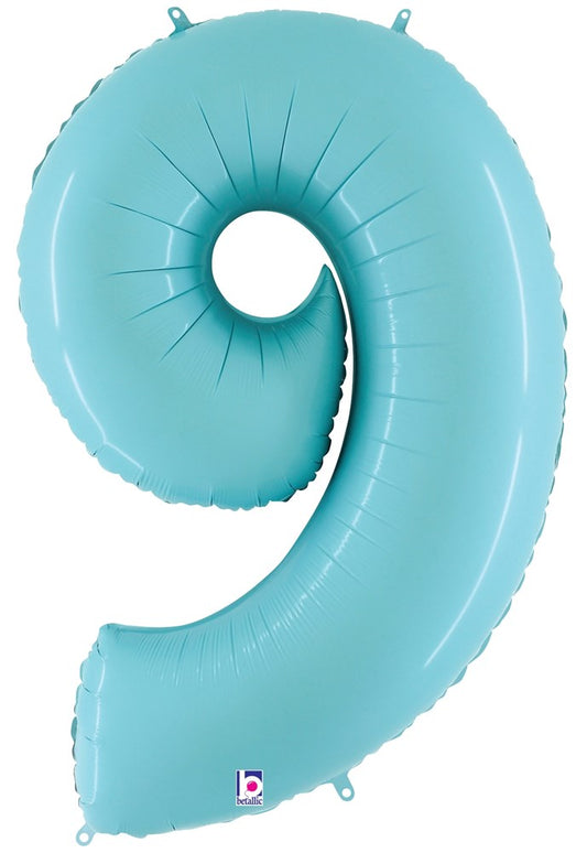 Betallic Number 9 Pastel Blue 34 inch Shaped Foil Balloon 1ct