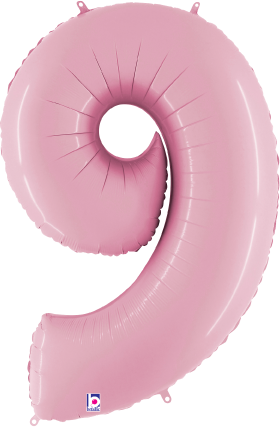 Betallic Number 9 Pastel Pink 34 inch Shaped Foil Balloon Packaged 1ct