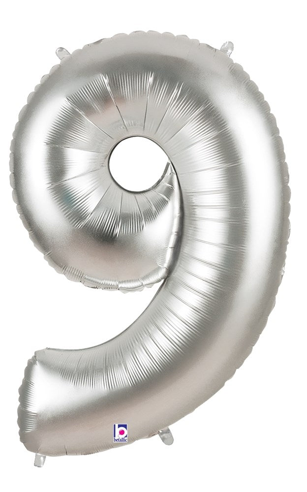 Betallic 9 Silver 34 inch Shaped Foil Balloon Polybagged 1ct