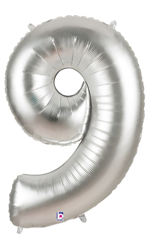 Betallic 9 Silver 34 inch Shaped Foil Balloon Polybagged 1ct