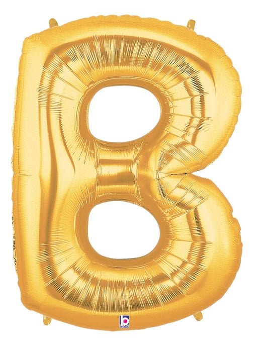 Betallic B Gold 34 inch Shaped Foil Balloon Polybagged 1ct