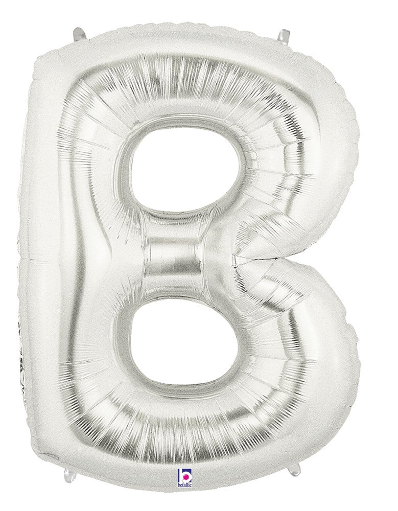 Betallic B Silver 34 inch Shaped Foil Balloon 1ct