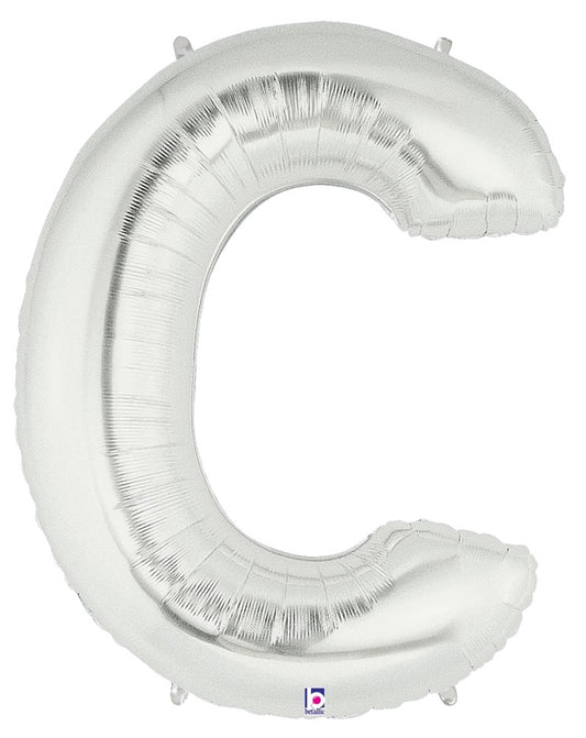 Betallic C Silver 34 inch Shaped Foil Balloon Polybagged 1ct