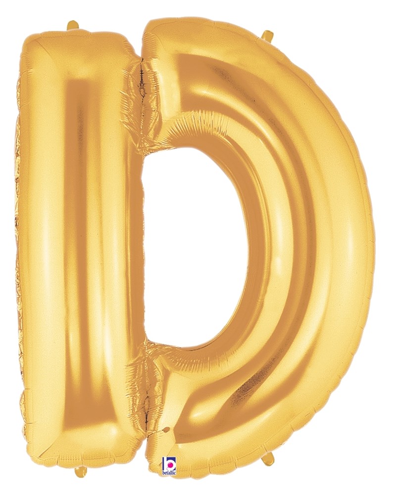 Betallic D Gold 34 inch Shaped Foil Balloon Polybagged 1ct