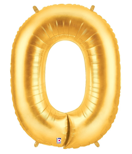 Betallic O Gold 34 inch Shaped Foil Balloon Polybagged 1ct