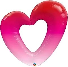42 inch Qualatex Pink Ombre Heart Shape Foil Balloon