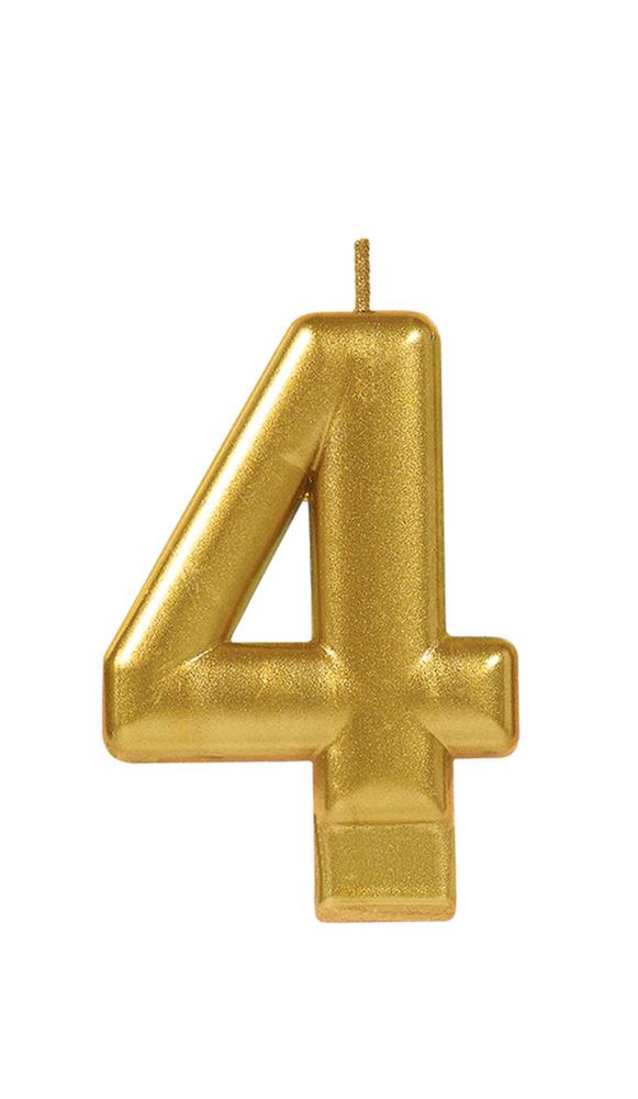 Numeral Candle 4 - Metallic Gold