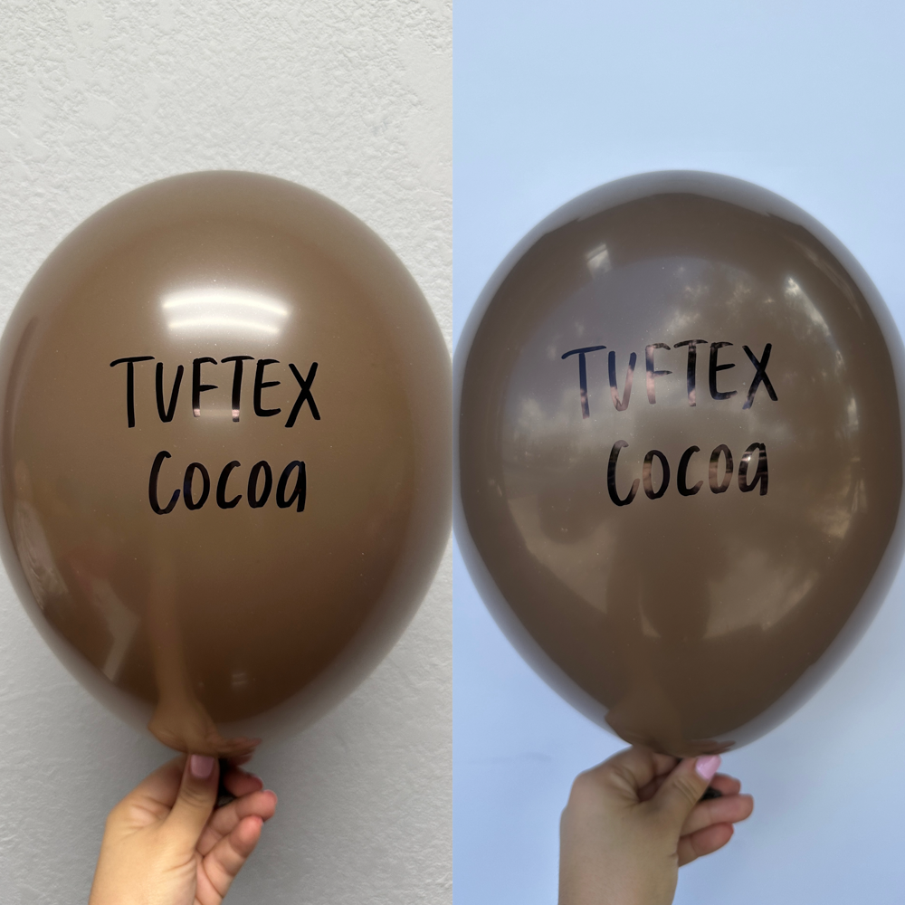 Globos de látex de cacao Tuftex de 17 pulgadas, 50 unidades