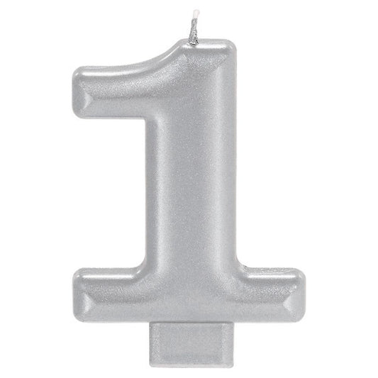 Numeral Candle No 1 - Silver