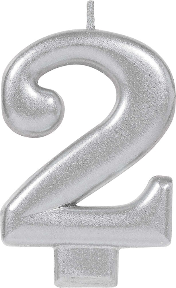 Numeral Candle No 2 - Silver