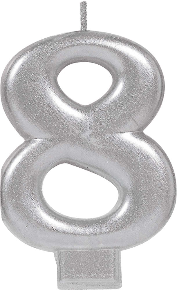 Numeral Candle No 8 - Silver