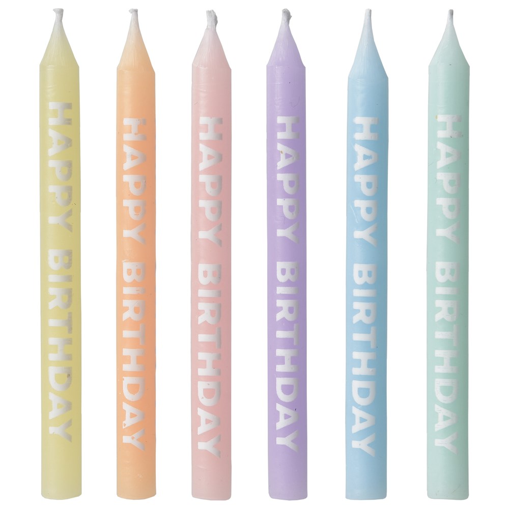 Pastel Happy Birthday Candle - 3.25in 12ct