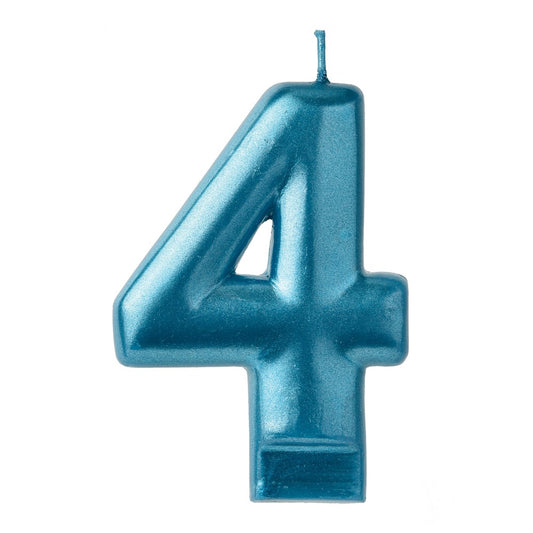 Numeral Candle No 4 - Blue