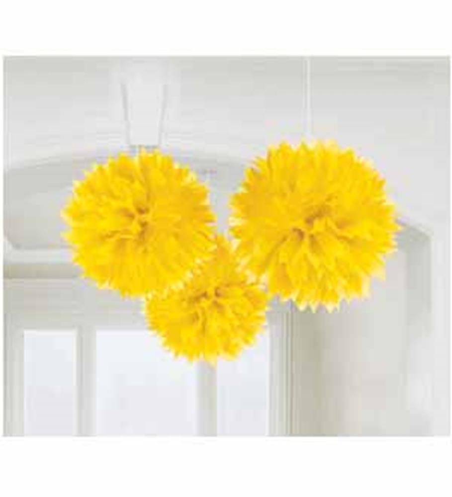 Fluffy Decoration Yellow 16in 3ct