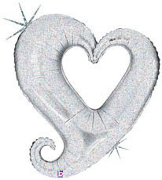 Cadena de corazones de Betallic - Globo de aluminio plateado de 37 pulgadas PLANO