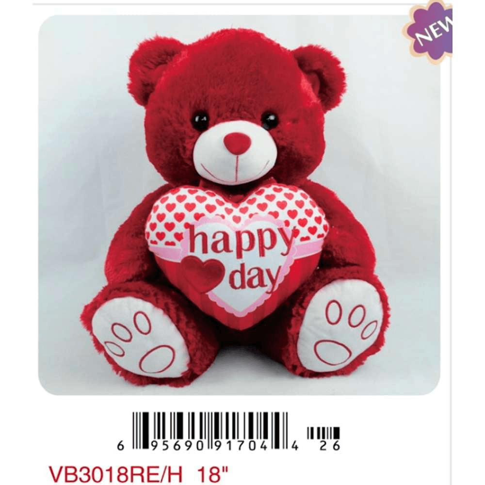 18in Red Bear Happy Valentines Day - Toy World Inc