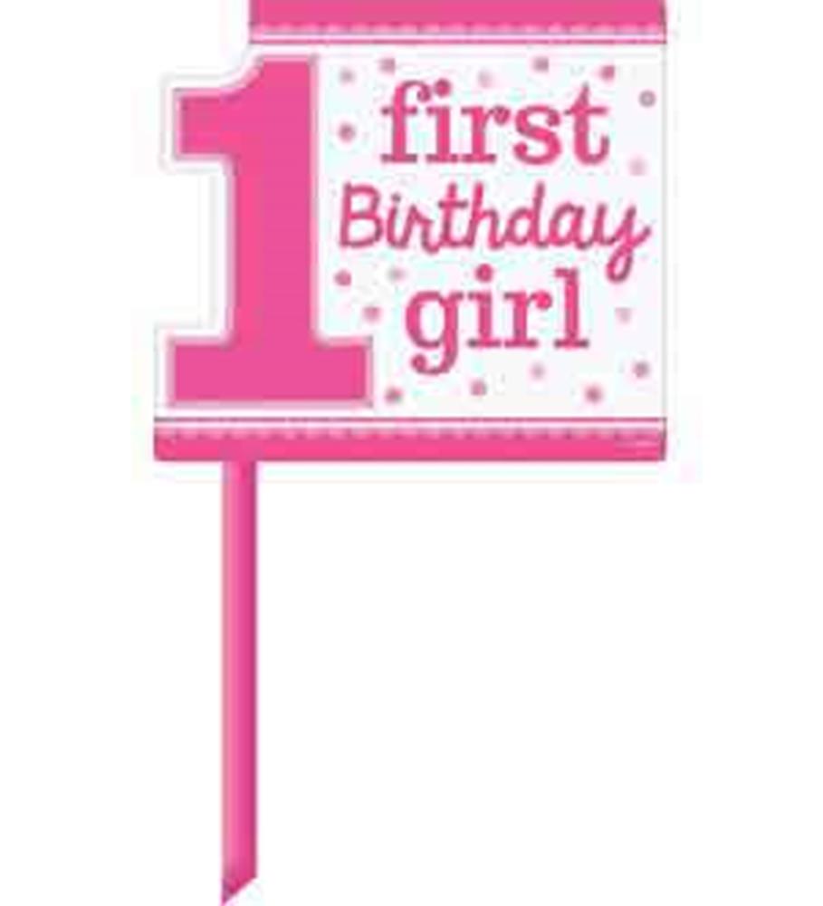 Gold 1st Birthday Girl Yard Sign